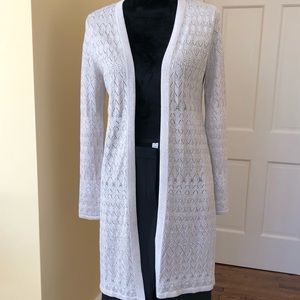 WHBM New w/o Tags Long Cardigan Metallic Thread